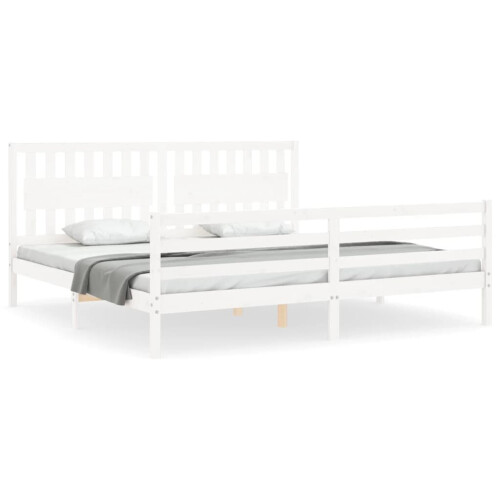 VidaXL (white, 200 x 200 cm) vidaXL Bed Frame Bed Base Platform Bed with Headboard Black Single Solid Wood 1