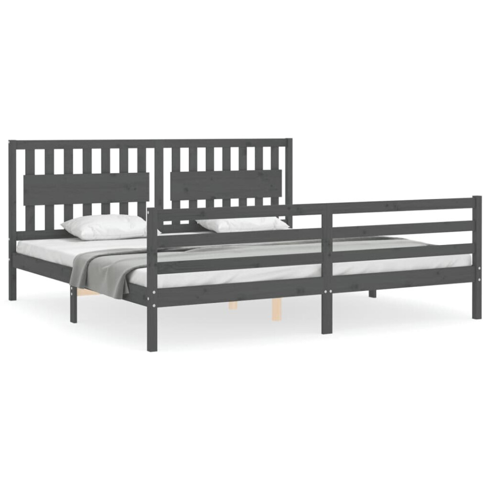 (grey, 200 x 200 cm) vidaXL Bed Frame Bed Base Platform Bed with Headboard Black Single Solid Wood