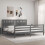 VidaXL (grey, 200 x 200 cm) vidaXL Bed Frame Bed Base Platform Bed with Headboard Black Single Solid Wood 3