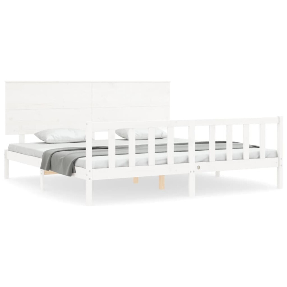 (white, 200 x 200 cm) vidaXL Bed Frame Bed Base with Headboard Honey Brown Small Double Solid Wood