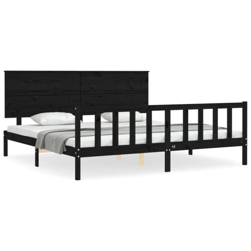 VidaXL (black, 200 x 200 cm) vidaXL Bed Frame Bed Base with Headboard Honey Brown Small Double Solid Wood