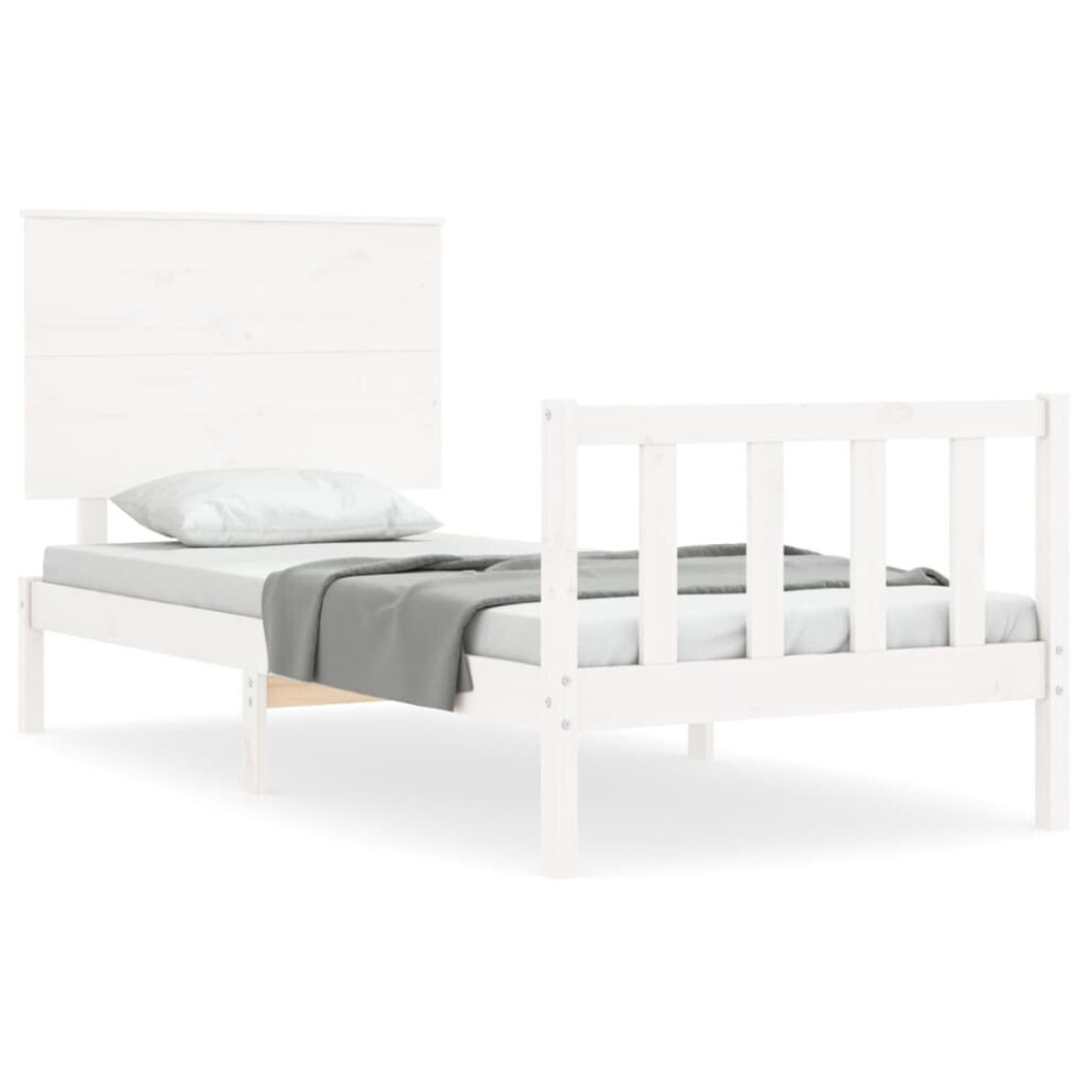 (white, 90 x 190 cm) vidaXL Bed Frame Bed Base with Headboard Honey Brown Small Double Solid Wood