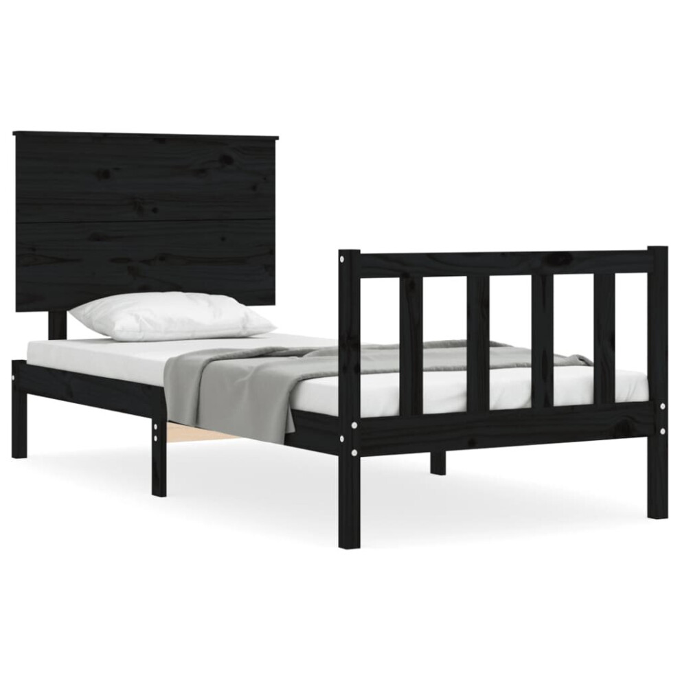 (black, 75 x 190 cm) vidaXL Bed Frame Bed Base with Headboard Honey Brown Small Double Solid Wood