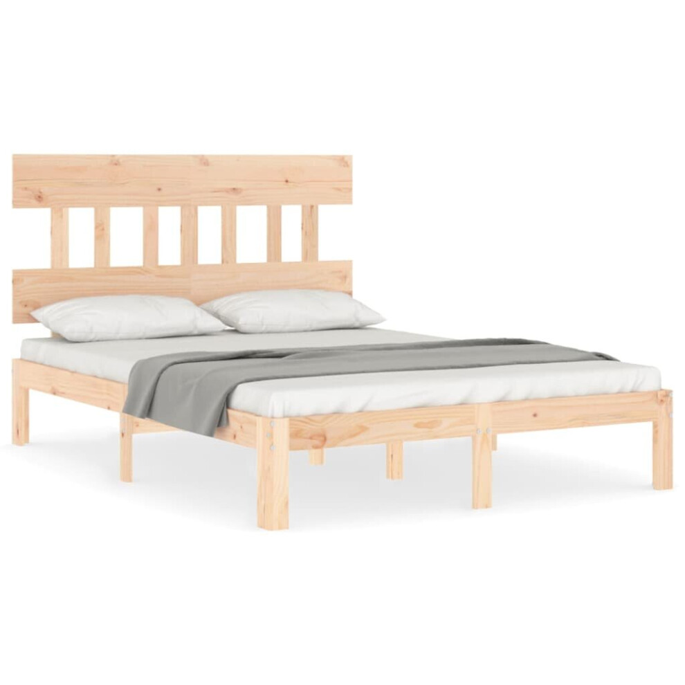 Vidaxl (, 140 X 190 Cm) Bed Frame Bedroom Platform Bed Wooden Bedstead Bed Base Solid Wood Brown