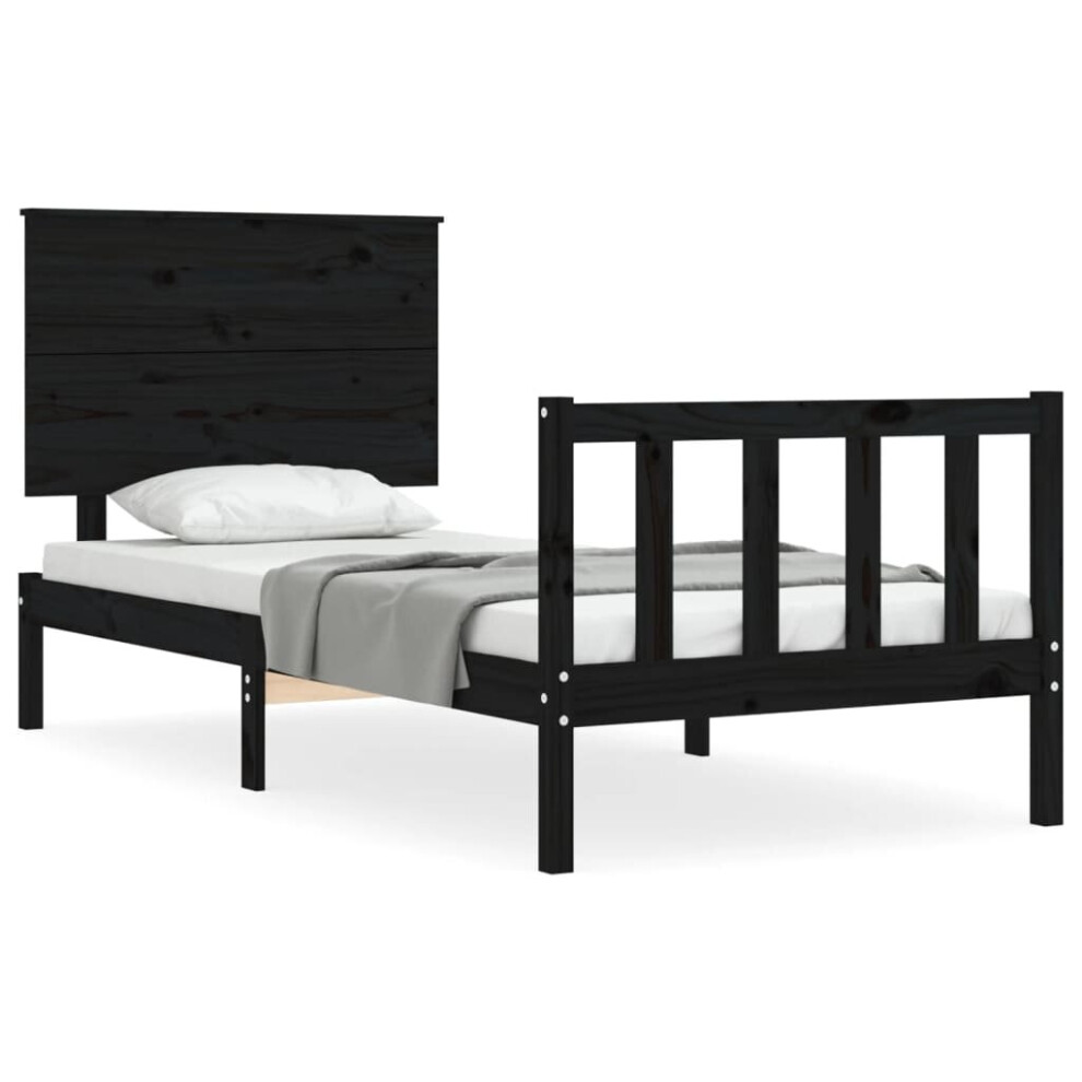 (black, 90 x 190 cm) vidaXL Bed Frame Bed Base with Headboard Honey Brown Small Double Solid Wood