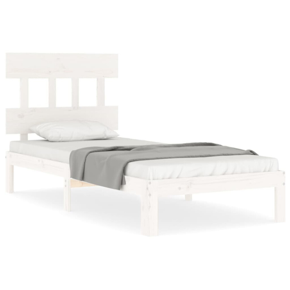 (white, 90 x 190 cm) vidaXL Bed Frame Bedroom Platform Bed Wooden Bedstead Bed Base Solid Wood