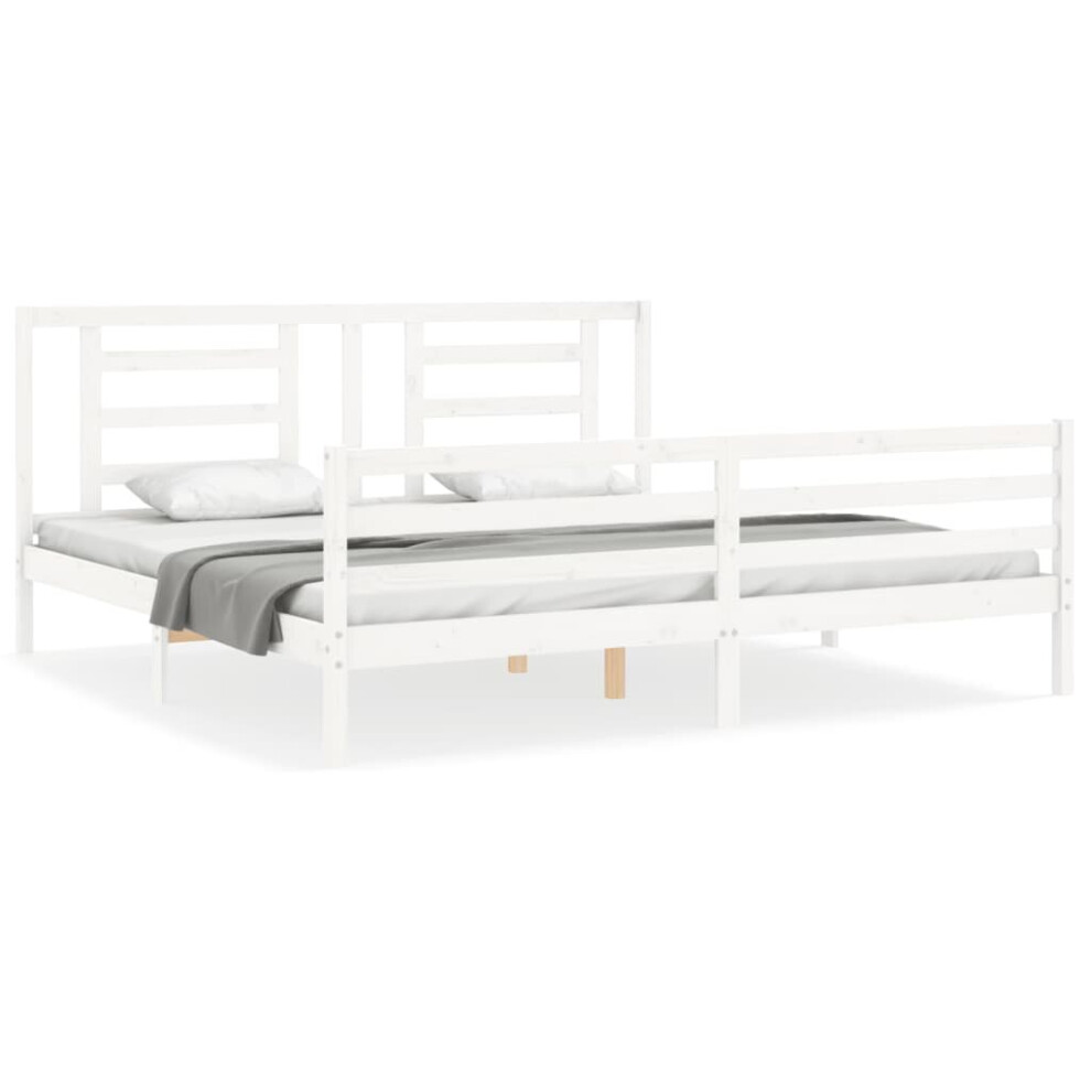 (white, 180 x 200 cm) vidaXL Bed Frame Bed Base Platform Bed with Headboard Small Single Solid Wood