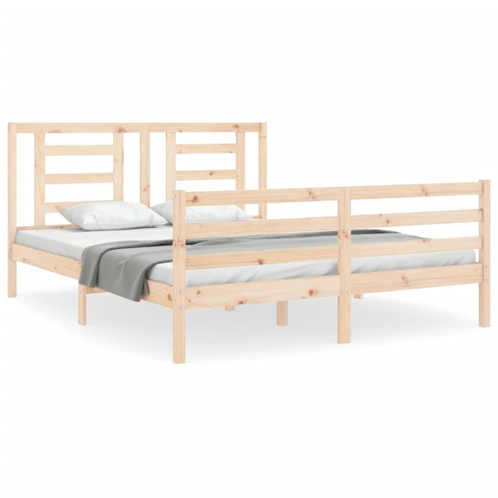 (brown, 150 x 200 cm) vidaXL Bed Frame Bed Base Platform Bed with Headboard Small Single Solid Wood