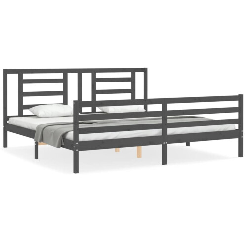 VidaXL (grey, 200 x 200 cm) vidaXL Bed Frame Bed Base Platform Bed with Headboard Small Single Solid Wood