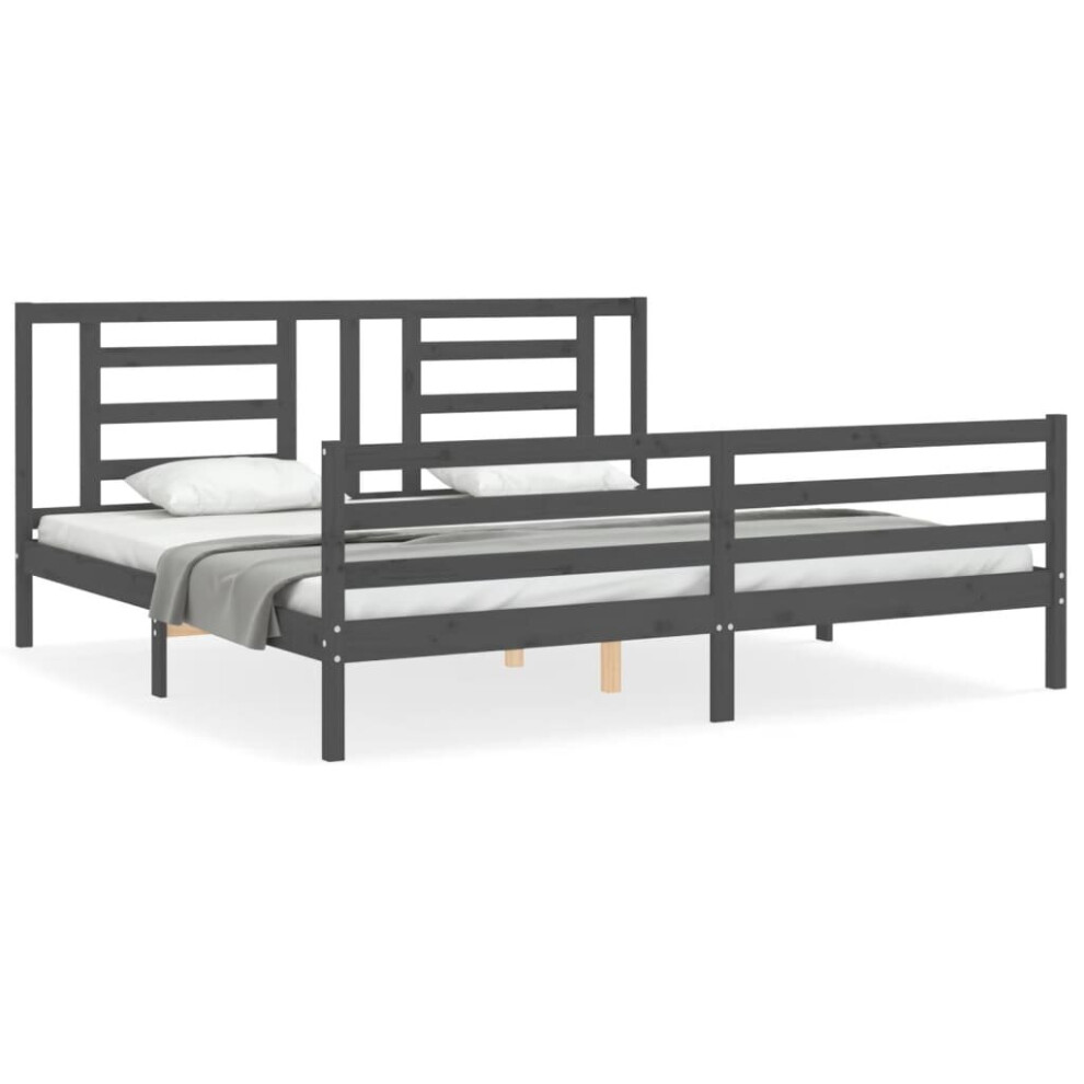 (grey, 200 x 200 cm) vidaXL Bed Frame Bed Base Platform Bed with Headboard Small Single Solid Wood