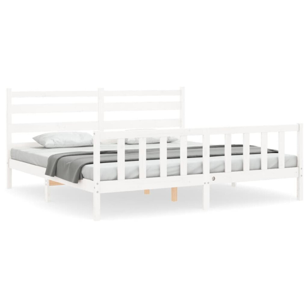 (white, 200 x 200 cm) vidaXL Bed Frame Bed Base Platform Bed with Headboard Black Double Solid Wood