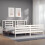 VidaXL (white, 200 x 200 cm) vidaXL Bed Frame Bed Base Platform Bed with Headboard Small Single Solid Wood 3