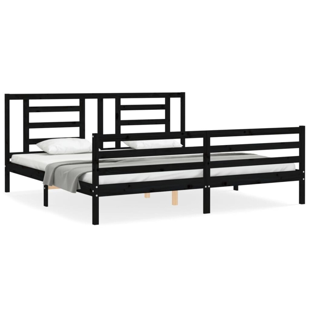 (black, 200 x 200 cm) vidaXL Bed Frame Bed Base Platform Bed with Headboard Small Single Solid Wood