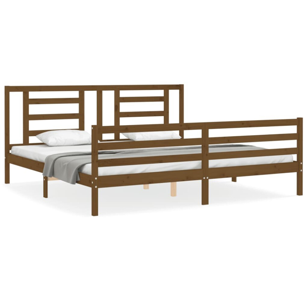 (honey brown, 200 x 200 cm) vidaXL Bed Frame Bed Base Platform Bed with Headboard Small Single Solid Wood