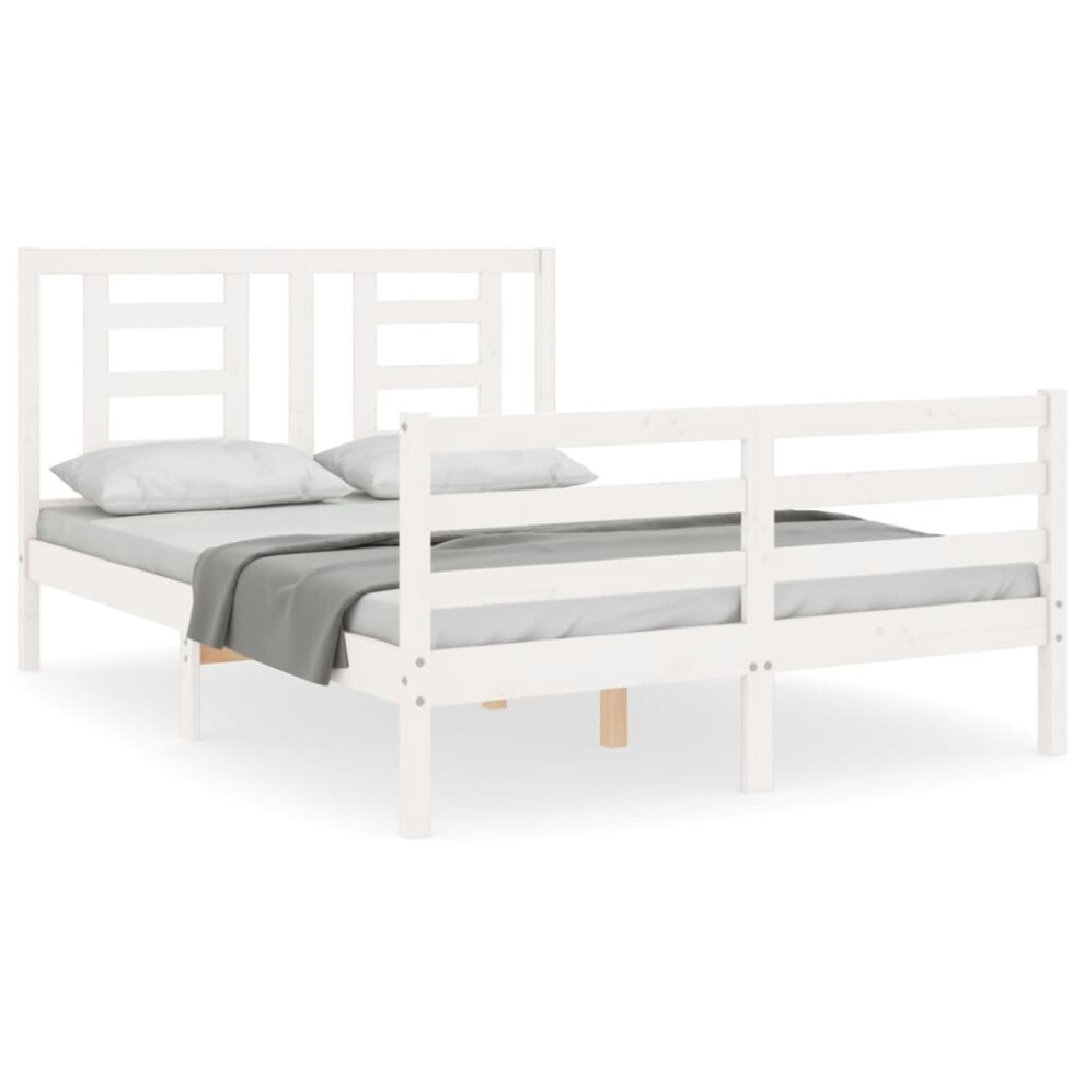 (white, 120 x 200 cm) vidaXL Bed Frame Bed Base Platform Bed with Headboard Small Single Solid Wood