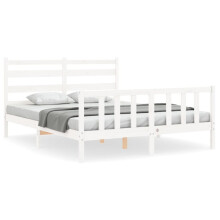 (white, 160 x 200 cm) vidaXL Bed Frame Bed Base Platform Bed with Headboard Black Double Solid Wood