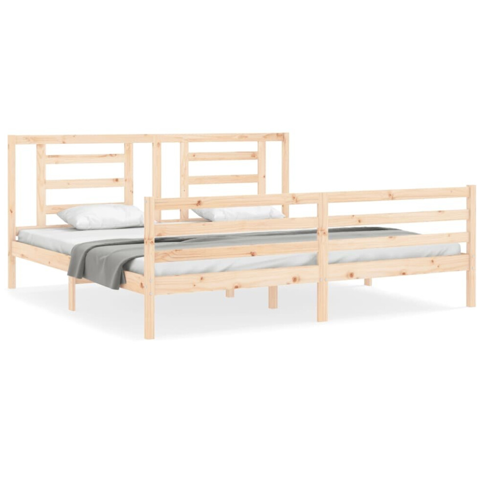 (brown, 200 x 200 cm) vidaXL Bed Frame Bed Base Platform Bed with Headboard Small Single Solid Wood