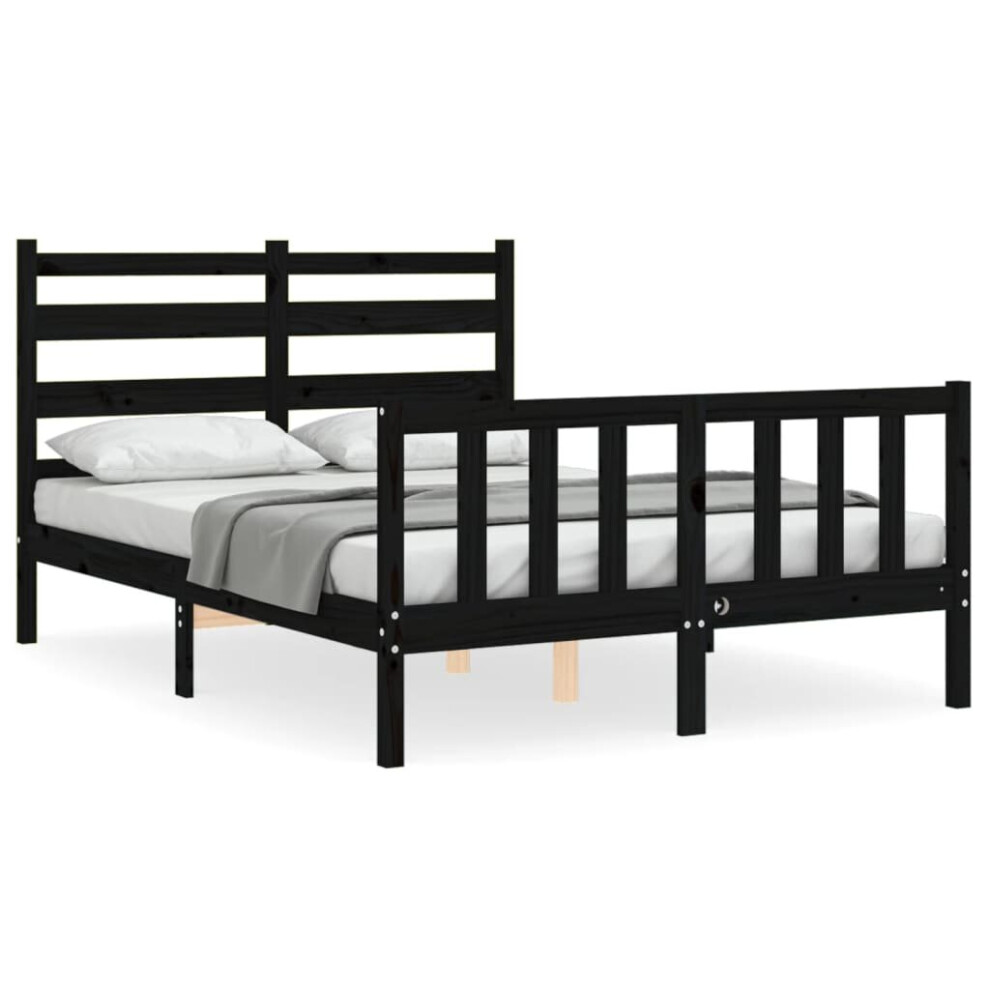 (black, 120 x 200 cm) vidaXL Bed Frame Bed Base Platform Bed with Headboard Black Double Solid Wood