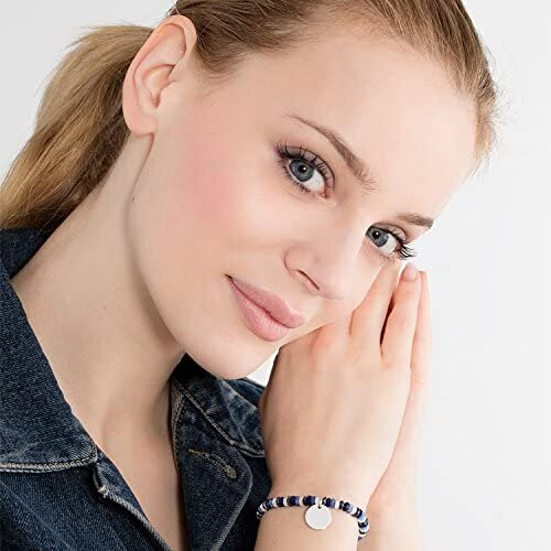 Thomas Sabo Thomas Sabo Silver Disc Blue Black White Stone Bracelet LBA0023-829-7 1
