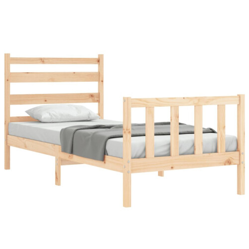 VidaXL (brown, 75 x 190 cm) vidaXL Bed Frame Bed Base Platform Bed with Headboard Black Double Solid Wood 2