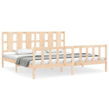 (brown, 180 x 200 cm) vidaXL Bed Frame Bed Base Wooden Bed with Headboard Black King Size Solid Wood