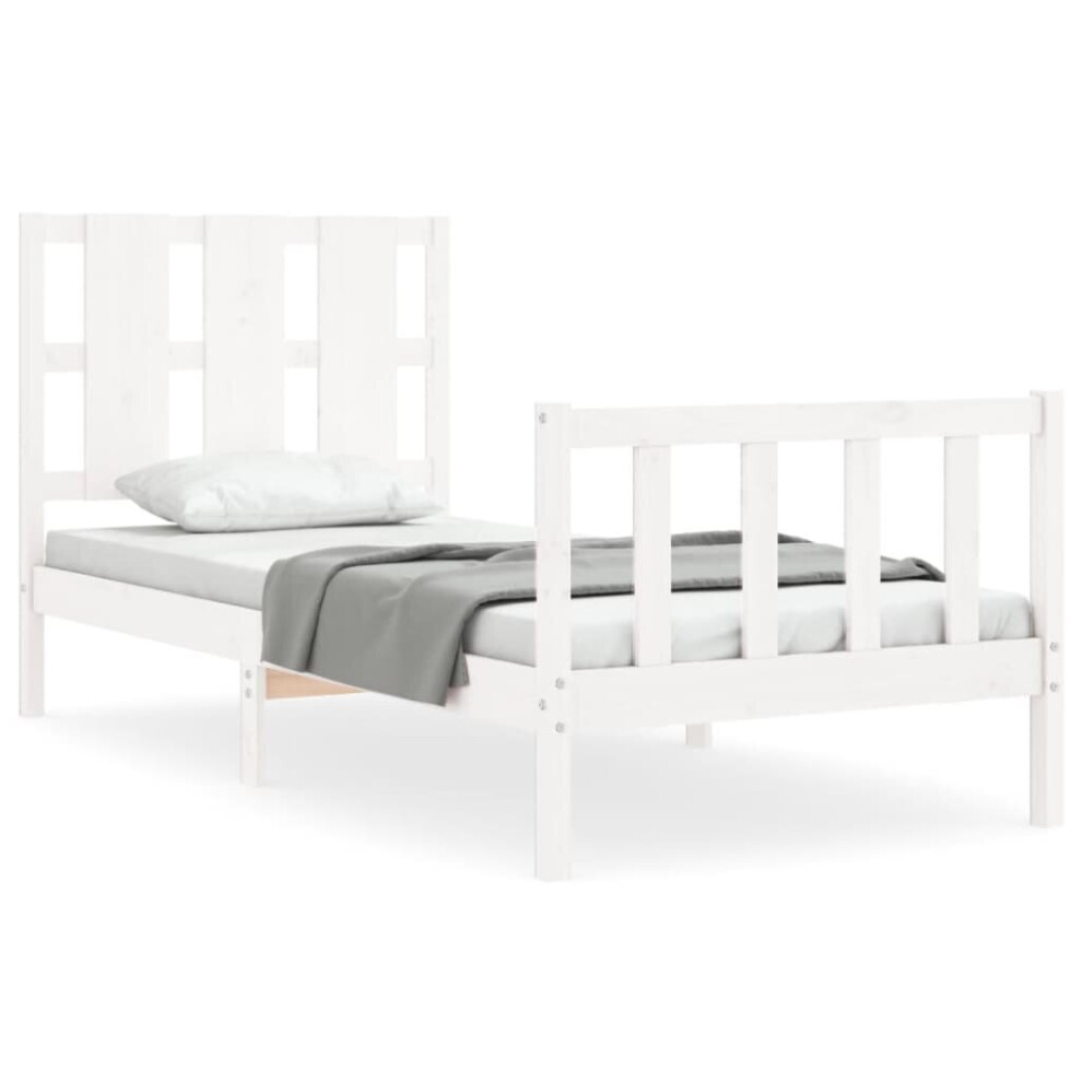 (white, 100 x 200 cm) vidaXL Bed Frame Bed Base Wooden Bed with Headboard Black King Size Solid Wood