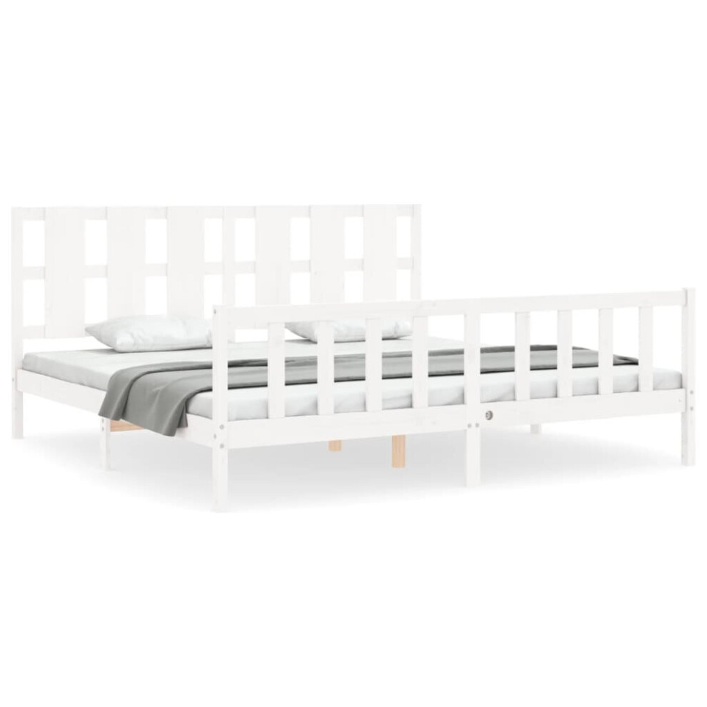 (white, 200 x 200 cm) vidaXL Bed Frame Bed Base Wooden Bed with Headboard Black King Size Solid Wood