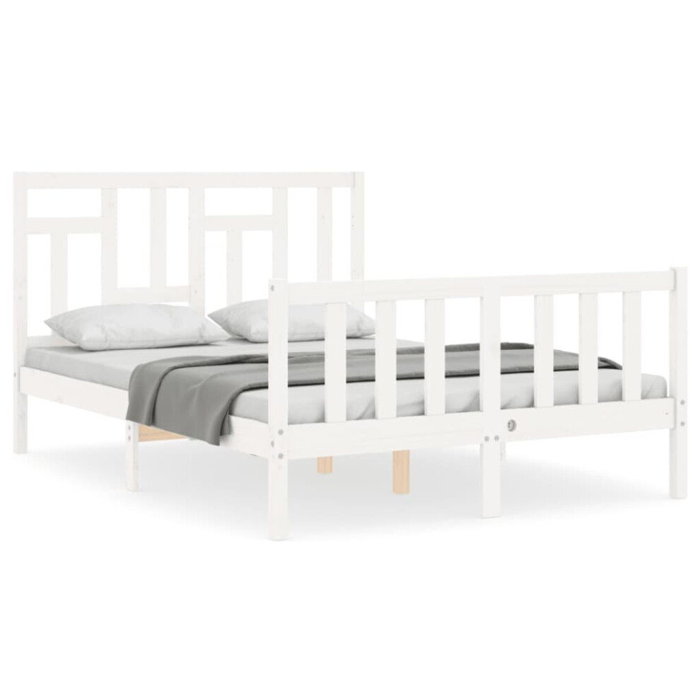 (white, 120 x 200 cm) vidaXL Bed Frame Bed Base Wooden Bed with Headboard Super King Size Solid Wood