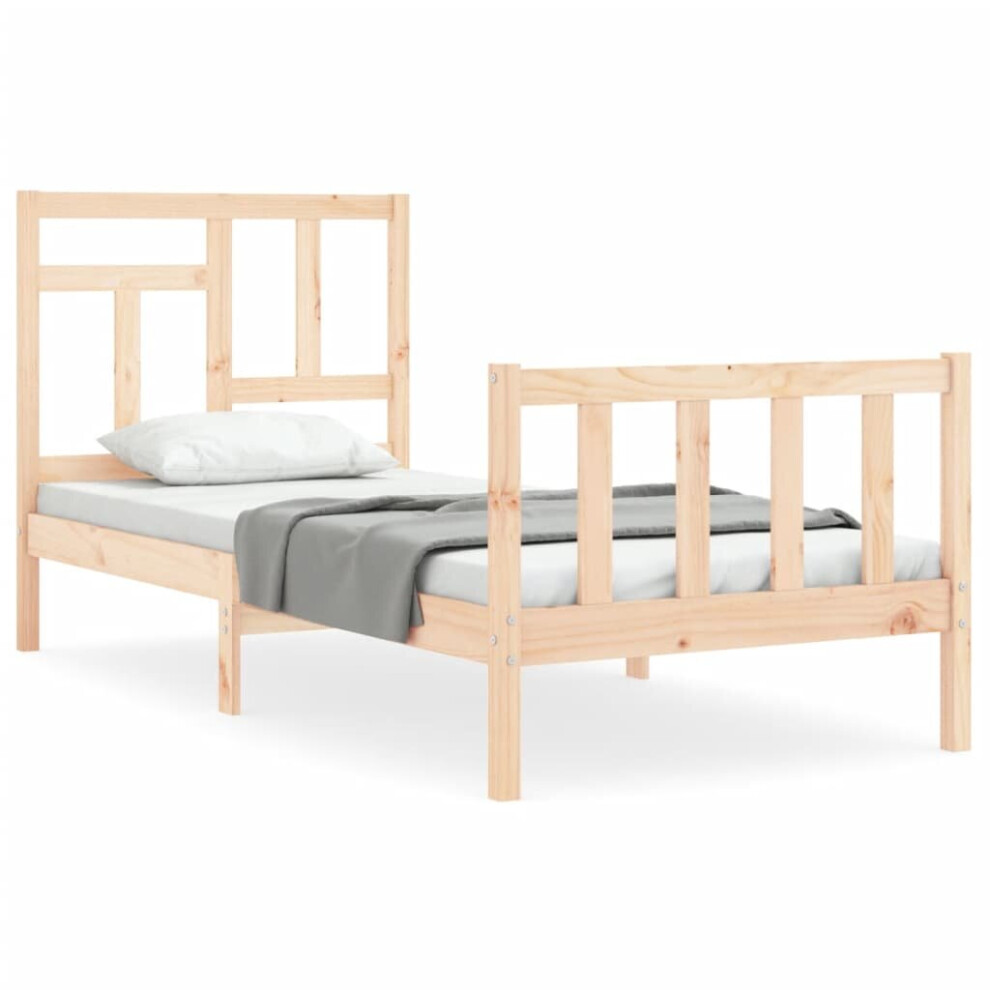 (brown, 90 x 200 cm) vidaXL Bed Frame Bed Base Wooden Bed with Headboard Super King Size Solid Wood