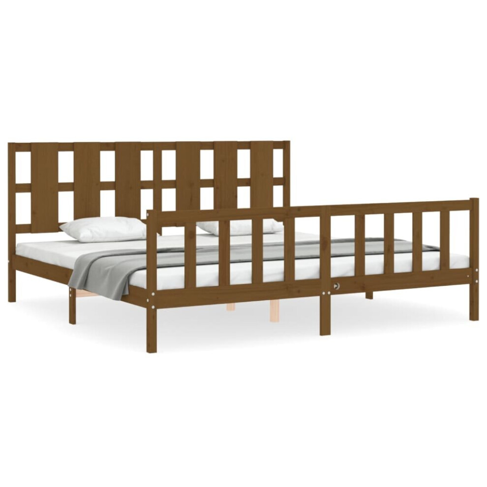 (honey brown, 200 x 200 cm) vidaXL Bed Frame Bed Base Wooden Bed with Headboard Black King Size Solid Wood