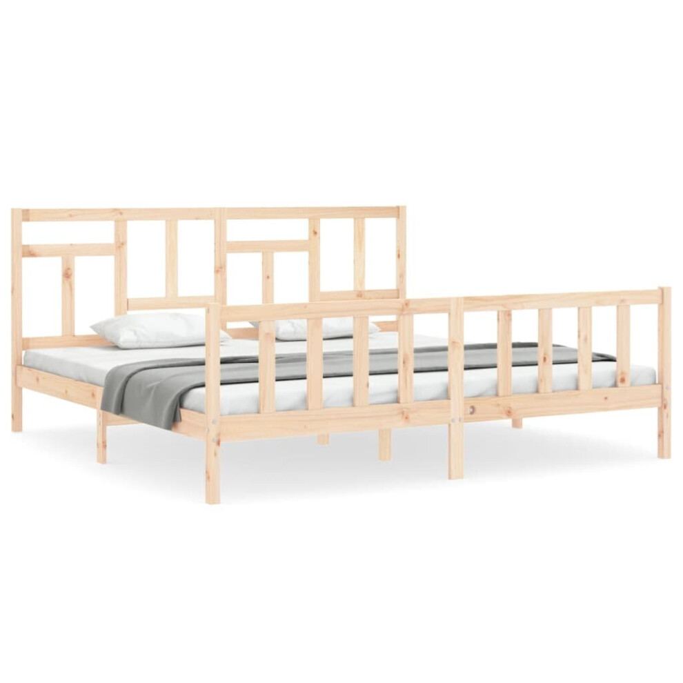 (brown, 180 x 200 cm) vidaXL Bed Frame Bed Base Wooden Bed with Headboard Super King Size Solid Wood