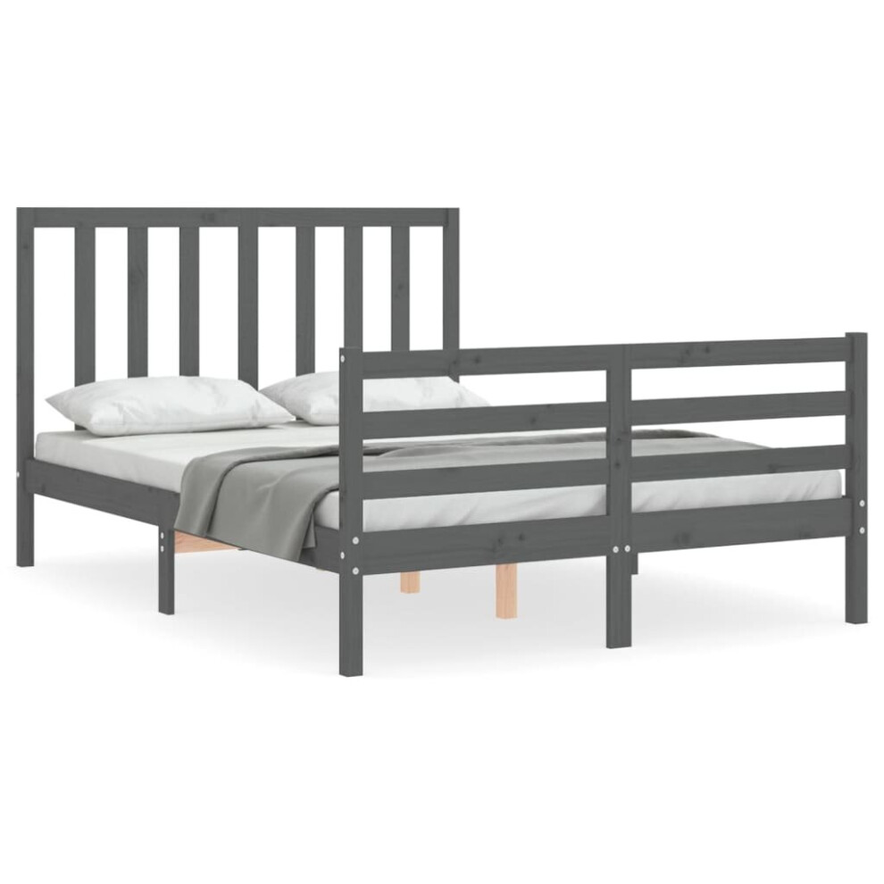 (grey, 140 x 190 cm) vidaXL Bed Frame Platform Bed with Headboard White Super King Size Solid Wood