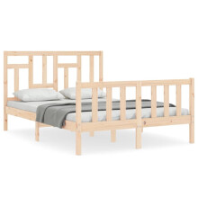 (brown, 140 x 200 cm) vidaXL Bed Frame Bed Base Wooden Bed with Headboard Super King Size Solid Wood