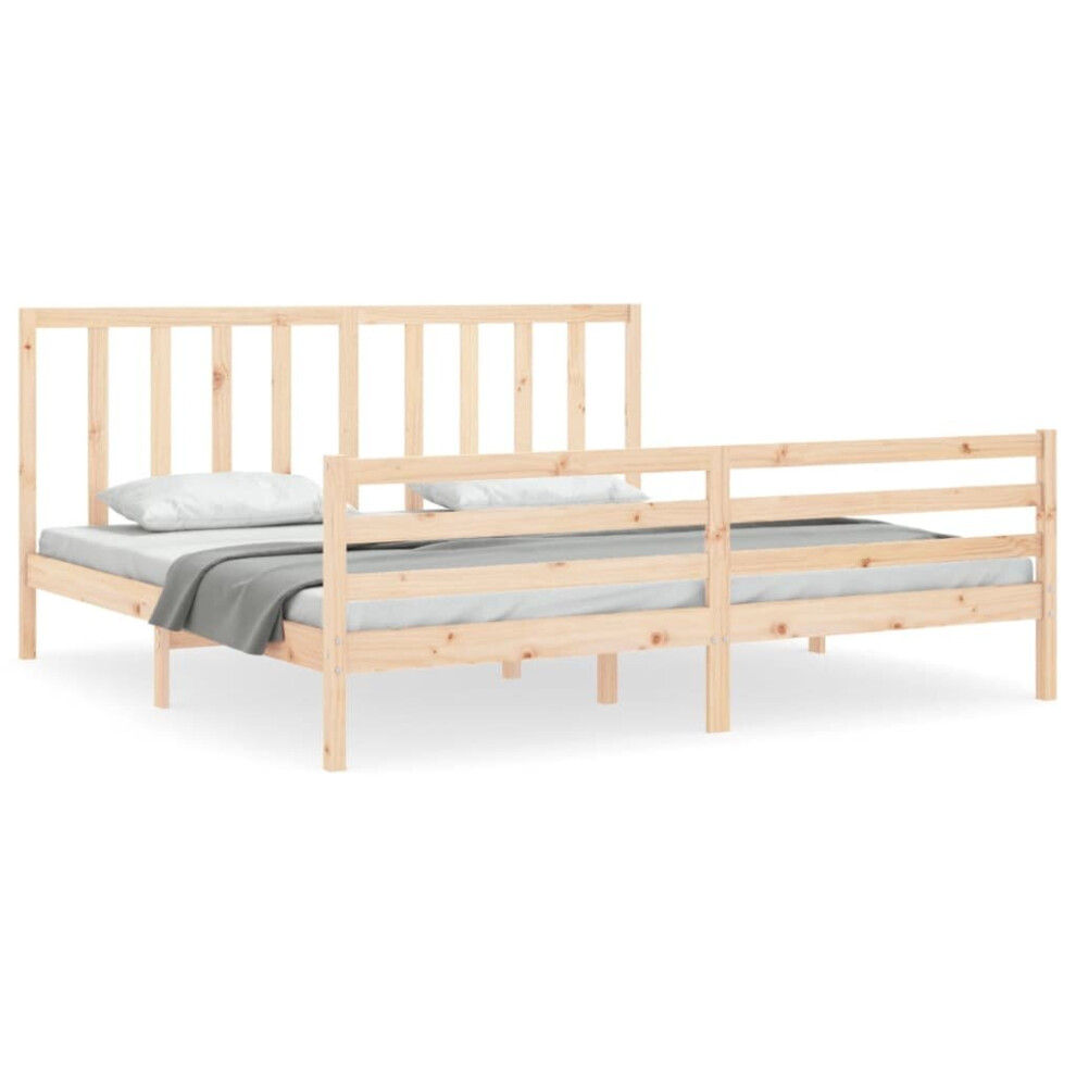 (brown, 200 x 200 cm) vidaXL Bed Frame Platform Bed with Headboard White Super King Size Solid Wood