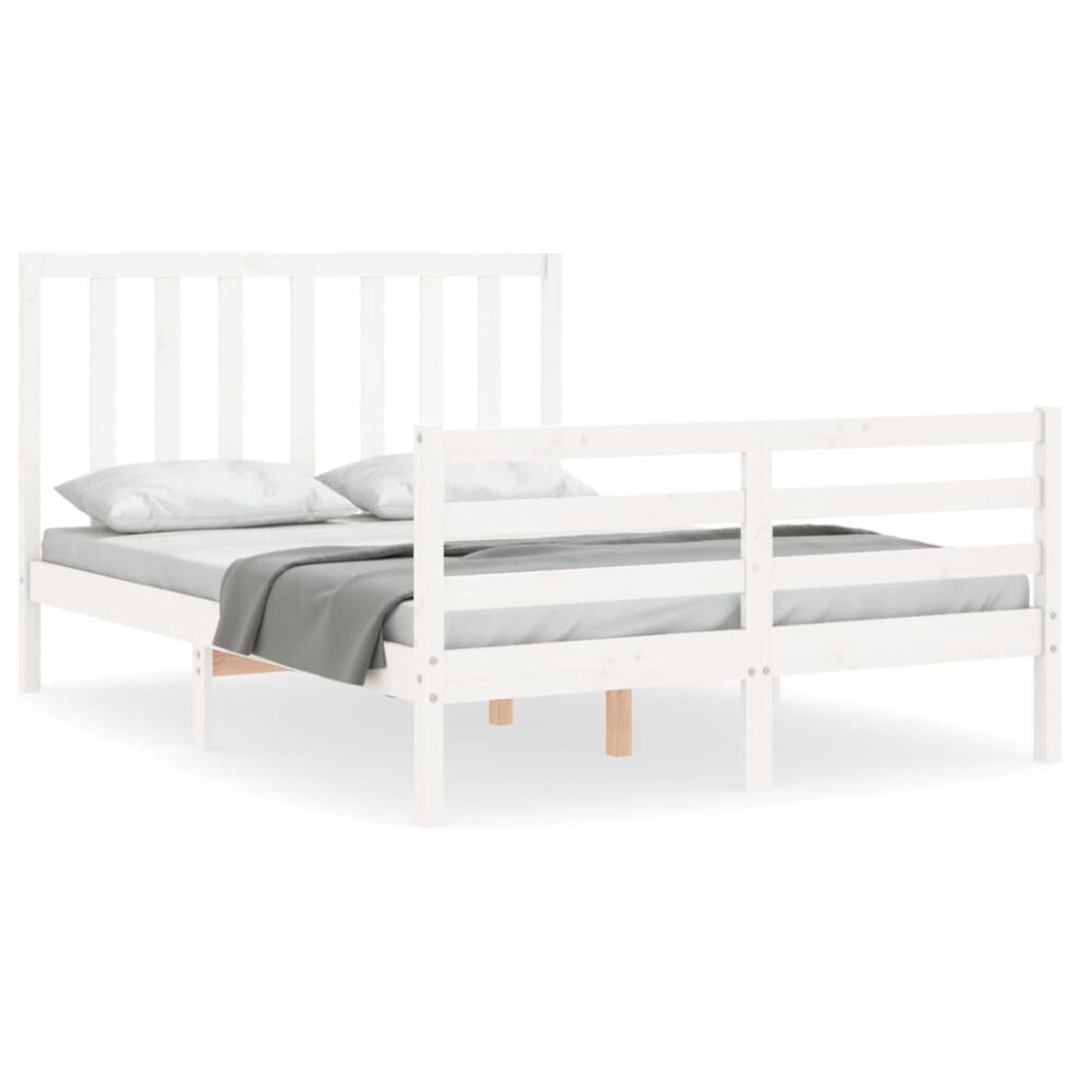 (white, 120 x 200 cm) vidaXL Bed Frame Platform Bed with Headboard White Super King Size Solid Wood