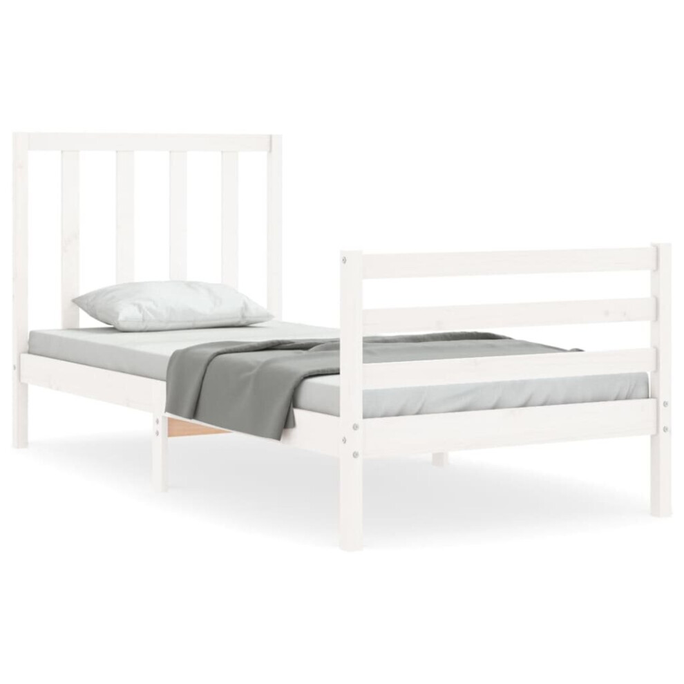 (white, 90 x 200 cm) vidaXL Bed Frame Platform Bed with Headboard White Super King Size Solid Wood