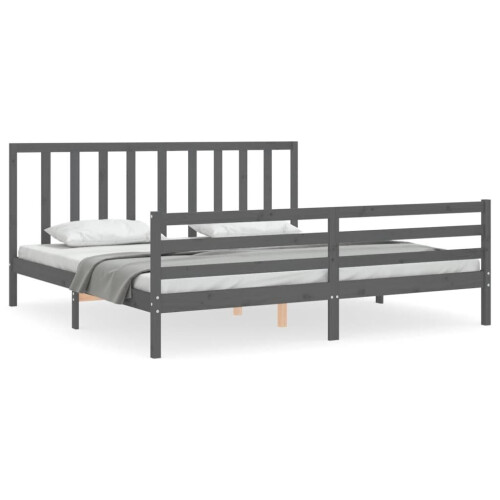 VidaXL (grey, 200 x 200 cm) vidaXL Bed Frame Platform Bed with Headboard White Super King Size Solid Wood
