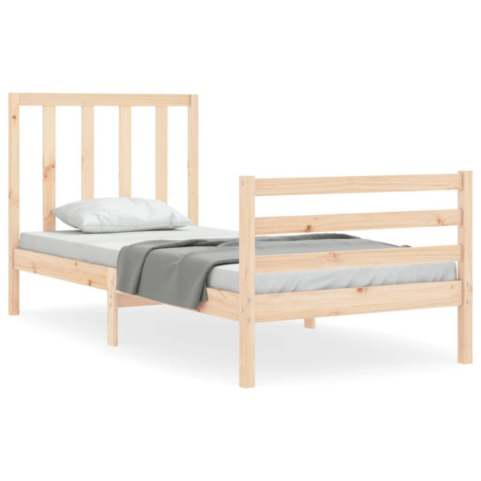 (brown, 90 x 190 cm) vidaXL Bed Frame Platform Bed with Headboard White Super King Size Solid Wood