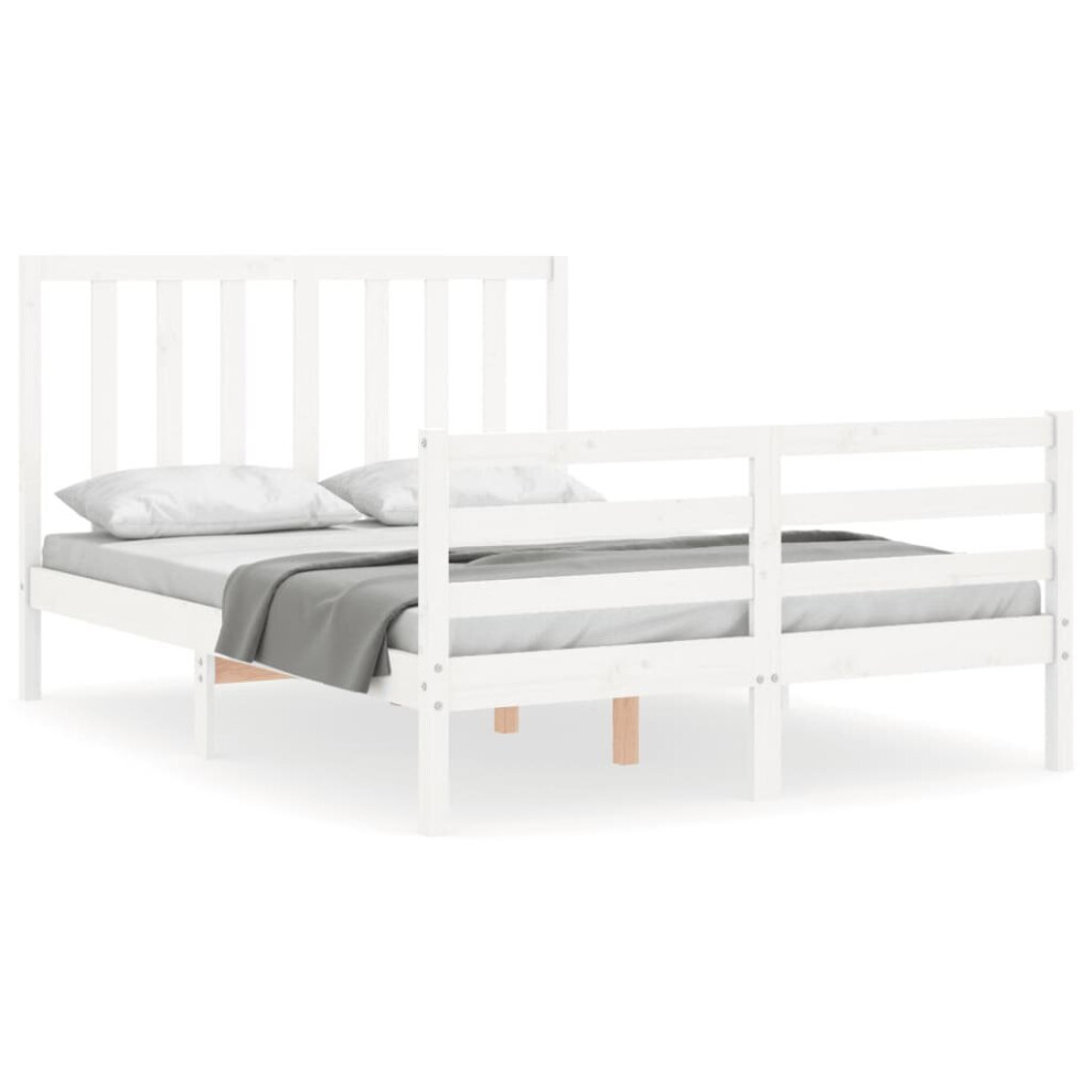 (white, 140 x 200 cm) vidaXL Bed Frame Platform Bed with Headboard White Super King Size Solid Wood