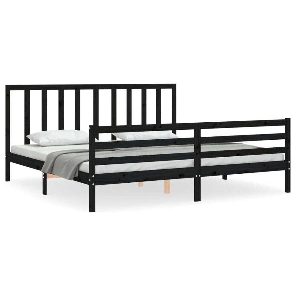 (black, 200 x 200 cm) vidaXL Bed Frame Platform Bed with Headboard White Super King Size Solid Wood