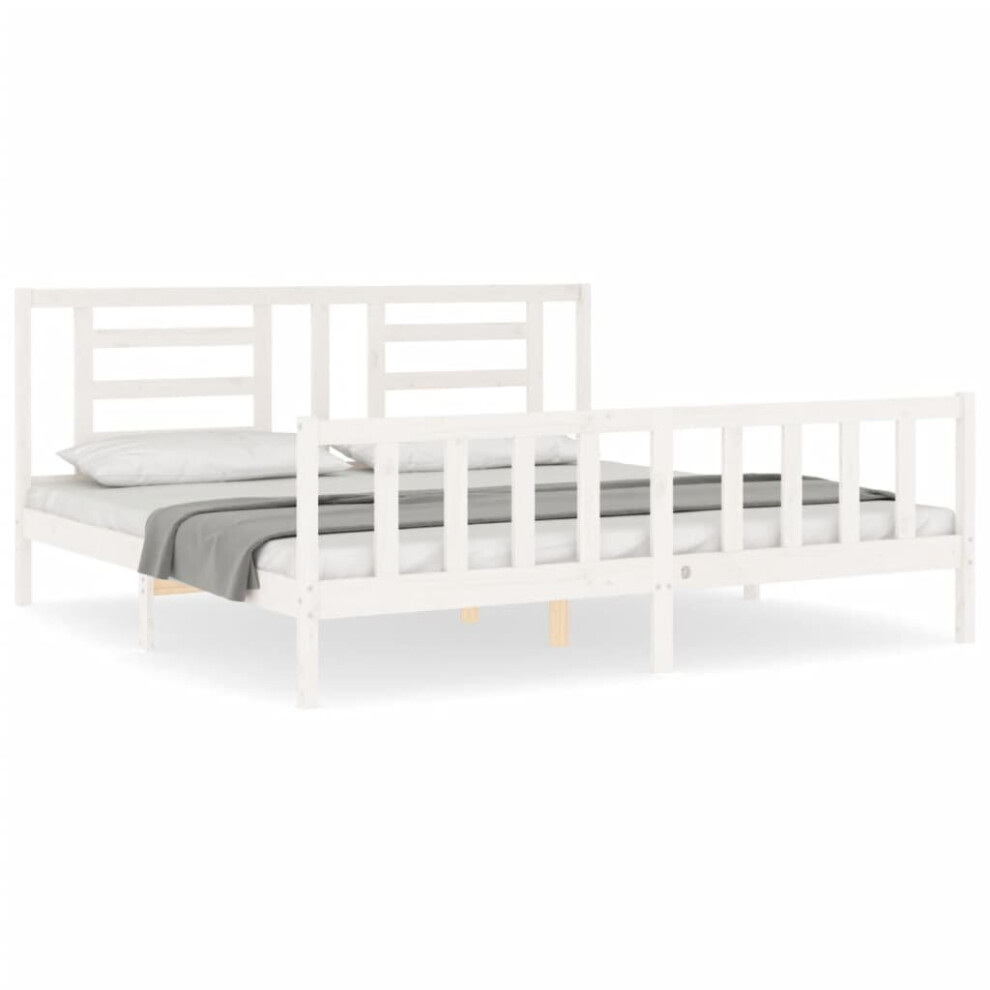 (white, 200 x 200 cm) vidaXL Bed Frame Bed Base Platform Bed with Headboard Grey Single Solid Wood