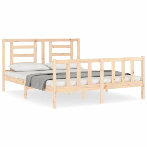 VidaXL (brown, 160 x 200 cm) vidaXL Bed Frame Bed Base Platform Bed with Headboard Grey Single Solid Wood 1