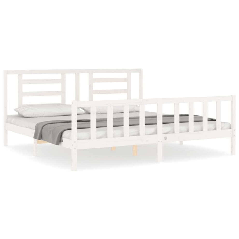 (white, 180 x 200 cm) vidaXL Bed Frame Bed Base Platform Bed with Headboard Grey Single Solid Wood