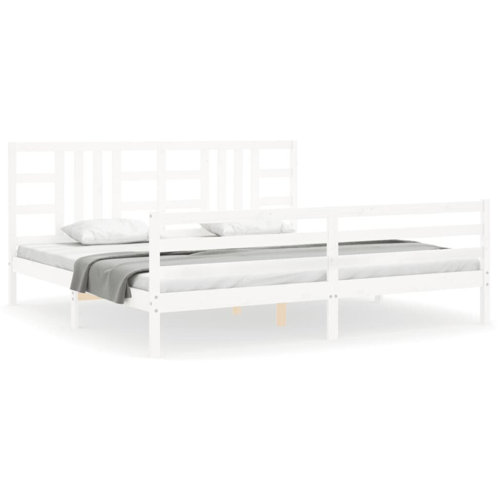 (white, 200 x 200 cm) vidaXL Bed Frame Platform Bed with Headboard Black Super King Size Solid Wood