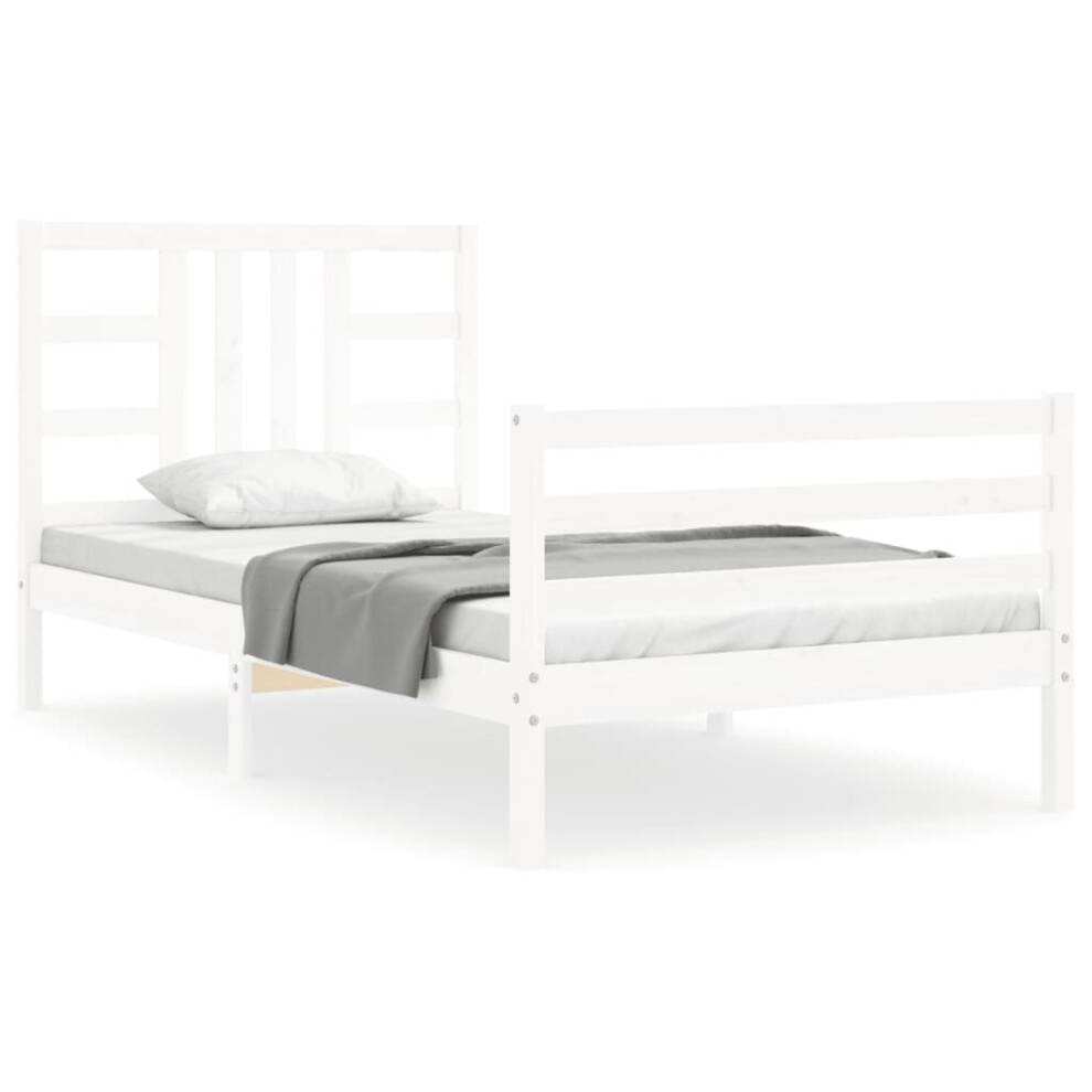 (white, 100 x 200 cm) vidaXL Bed Frame Platform Bed with Headboard Black Super King Size Solid Wood