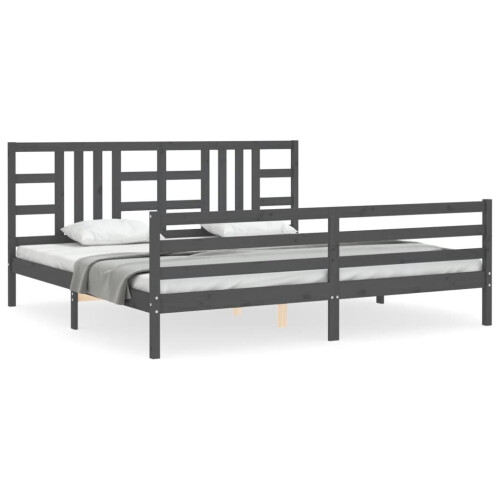 VidaXL (grey, 200 x 200 cm) vidaXL Bed Frame Platform Bed with Headboard Black Super King Size Solid Wood
