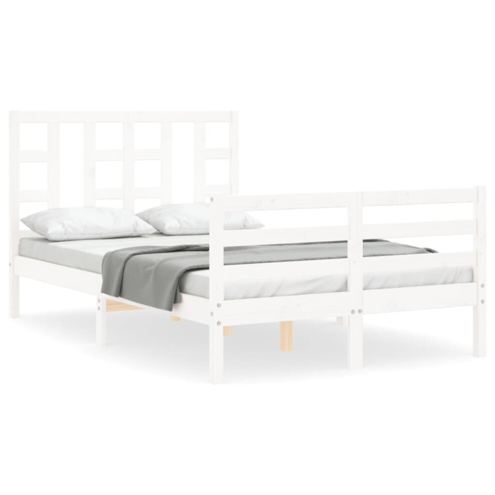 (white, 120 x 190 cm) vidaXL Bed Frame Platform Bed with Headboard Black Super King Size Solid Wood