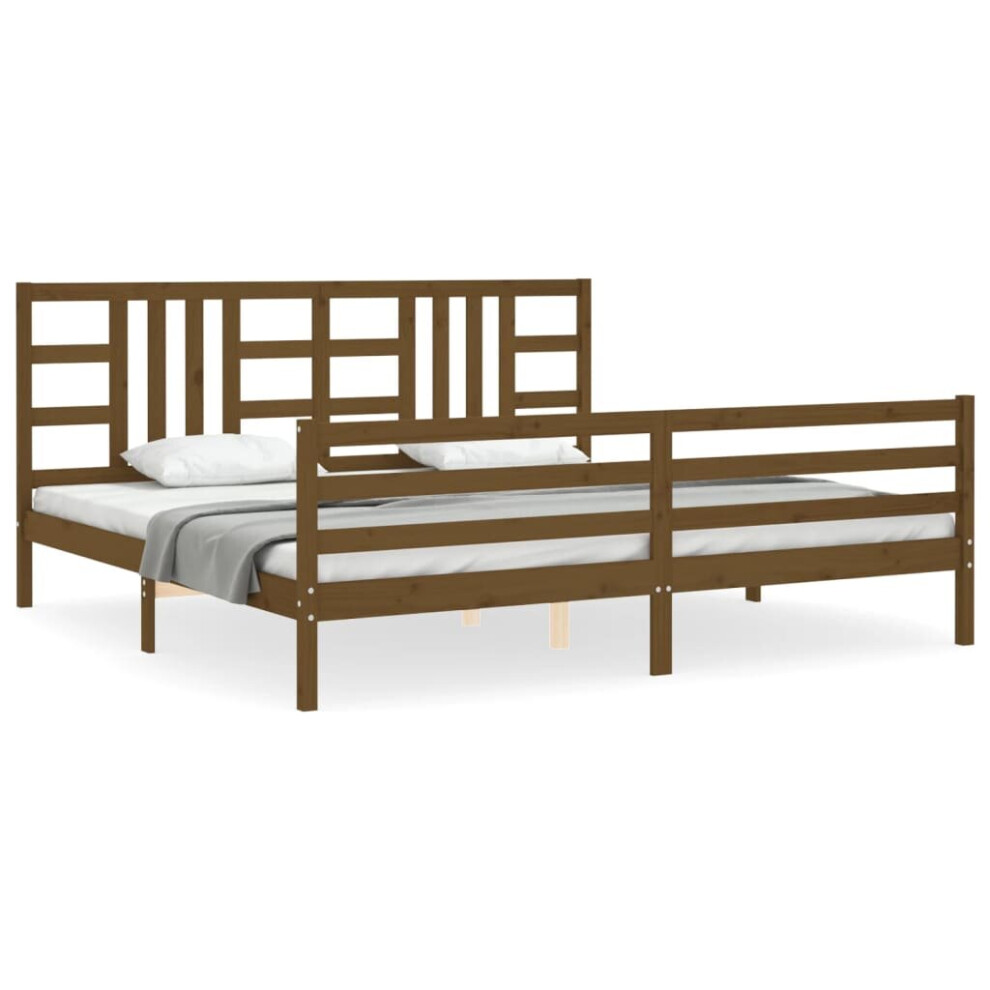 (honey brown, 200 x 200 cm) vidaXL Bed Frame Platform Bed with Headboard Black Super King Size Solid Wood