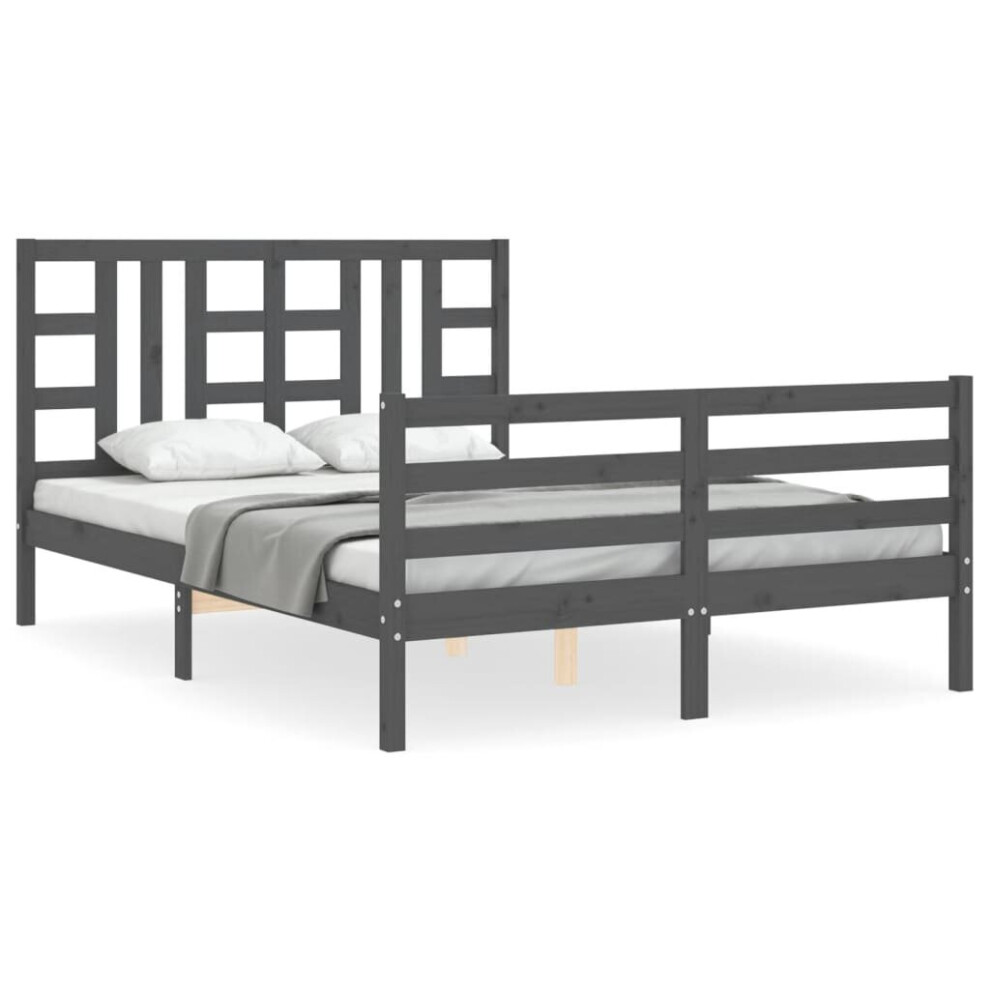 (grey, 140 x 190 cm) vidaXL Bed Frame Platform Bed with Headboard Black Super King Size Solid Wood