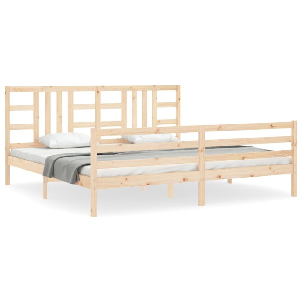 (brown, 200 x 200 cm) vidaXL Bed Frame Platform Bed with Headboard Black Super King Size Solid Wood